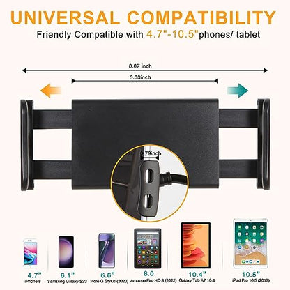 ZUYEE Gooseneck Tablet Mount Holder for Bed 4-10.5" Devices iPad Clamp Stand Kindle Holder Flexible 30 inch Arm Clip for iPhone iPad Air Mini Galaxy Tabs Kindle Fire Switch Cell Phone Black
