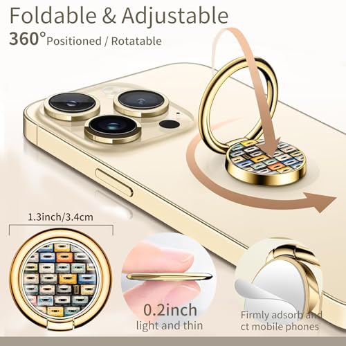 Cell Phone Ring Holder, Cute Phone Ring Grip Stand, 360°Rotation Funny Metal Kickstand Finger Grip Cute Colorful Cassette - color: Cute Colorful Cassette