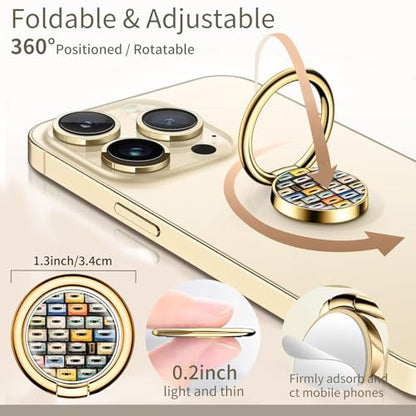 Cell Phone Ring Holder, Cute Phone Ring Grip Stand, 360°Rotation Funny Metal Kickstand Finger Grip Cute Colorful Cassette - color: Cute Colorful Cassette