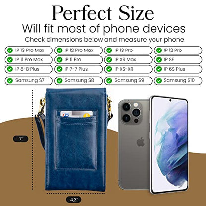 Classico Small Crossbody Phone Purse for Women - Crossbody Bag Wallet for Phone, Cards, Accessories - color: Navy Blue