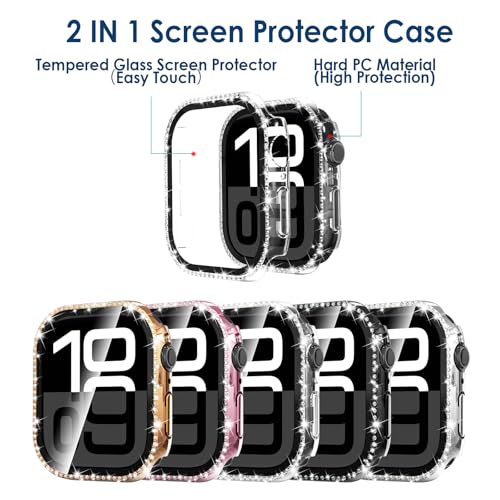 Simpeak 5Pack Bling Screen Protector Case Compatible with Apple Watch 38mm 42mm 40mm 44mm 41mm 45mm 46mm, Screen Case Compatible with iWatch Series 11 10 9 8 7 6 5 4 3 2 1 (42mm(Series10)) - size: 42mm(Series11/10)