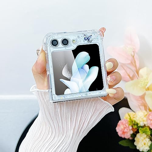 Compatible with Samsung Galaxy Z Flip 6 Case/Flip 7 FE Case Clear | Soft TPU Glitter Butterfly Purple Sparkle Shockproof Phone Cover Women Girls - color: TPU\Butterfly Purple, size: Samsung Galaxy Flip 6/Flip 7 FE