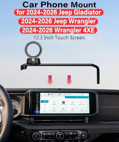 Car Phone Holder for Jeep Wrangler/4xe/Gladiator 2024 2025 2026 Accessories - size: for Wrangler/4xe/Gladiator 2024-2026(12.3" screen)