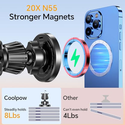 Coolpow Magsafe Car Mount Charger, Magnetic Wireless Car Charger for iPhone - color: Black