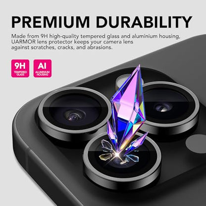 UARMOR Glass 3 Pack Screen Protector & 1 Pack Camera Lens Protector for iPhone 16 Pro (6.3 Inch) 9H Tempered Glass with Easy Installation Kits (Clear) - size: iPhone 16 Pro