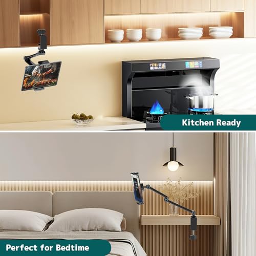 Tablet Stand Holder with 360° Rotation,Adjustable Arm Clamp for 4.7”-12.9"