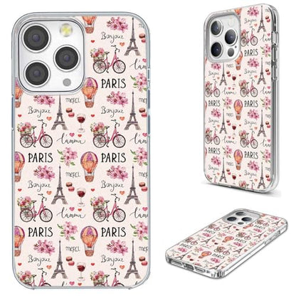 for iPhone 14 Pro Max Case for Women Girl, Full Protective Shockproof Slim Soft TPU Clear Phone Cover Cases Design for iPhone 14 ProMax,Pink Flower Bicycle France Paris Eiffel Tower Balloon - color: France Paris Eiffel Tower Balloon