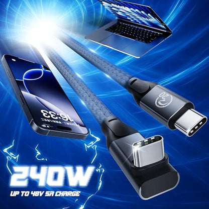 USB C 90 Degree Cable 1ft 2Pack, 90° Short USBC to USBC 3.2 Data Cable - color: Gray, size: 1ft+1ft