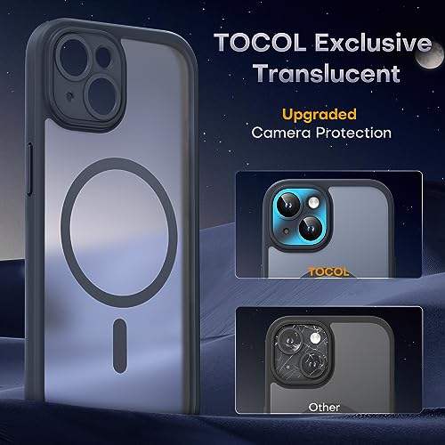 TOCOL Magnetic for iPhone 13 Case, Upgraded Full Camera Protection, Compatible with Magsafe, Drop Protection, Translucent Matte Back Bumper Phone Cover 6.1-Inch (Black) - color: Matte Black, size: Iphone 13