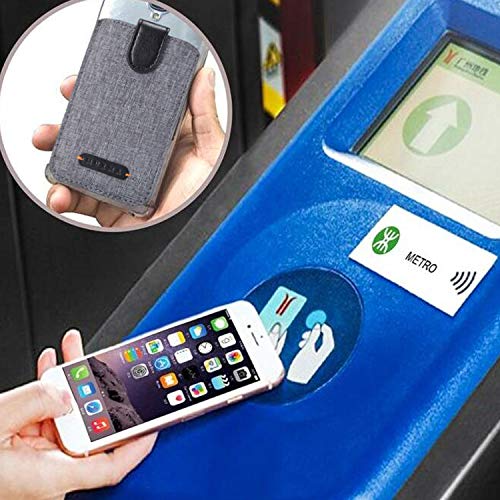 Card Holder for Back of Phone, RFID 5 Pull Phone Wallet, Gray - color: Grey