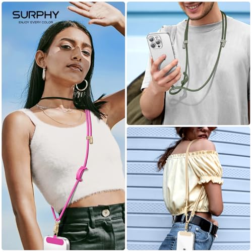 SURPHY Phone Lanyard Crossbody, Phone Strap Crossbody with 2 Tether Tabs - color: Hot Pink