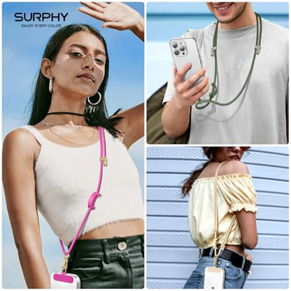 SURPHY Phone Lanyard Crossbody, Phone Strap Crossbody with 2 Tether Tabs - color: Hot Pink