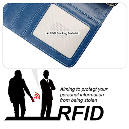 Bocasal Detachable Wallet Case Card Holder for iPhone 17 Pro, Blue | RFID Blocking Kickstand Card Slots Holder PU Leather Magnetic Shockproof Wrist Strap Removable Flip Protective Cover 6.3 inch - color: Blue