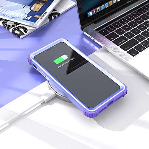 IDweel for iPhone 11 Case with Tempered Glass Screen Protector,Hybrid 3 in 1 Shockproof Heavy Duty Protection Hard PC Cover Soft Silicone Bumper Full Body Case for iPhone 11 6.1 Inch, Purple - color: Purple