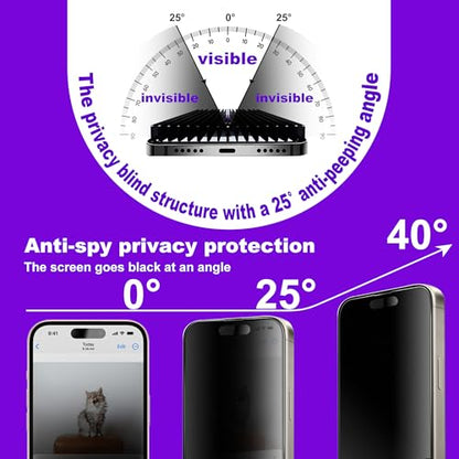 2 Pack Matte Privacy Screen Protector for iPhone 17 Pro 6.3",Anti-Glare Anti-Fingerprint,No Dazzling Anti-Spy,Smooth Responsive Touch Glass Film,Installation Frame - size: for iPhone 17 Pro