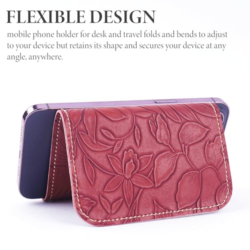 Airplane Travel Essentials for Flying Flex Flap Cell Phone Holder & Flexible Tablet Stand for Desk, Bed, Treadmill, Home & in-Flight Airplane Travel Accessories(1-Carved Red) - color: 1-Carved Red