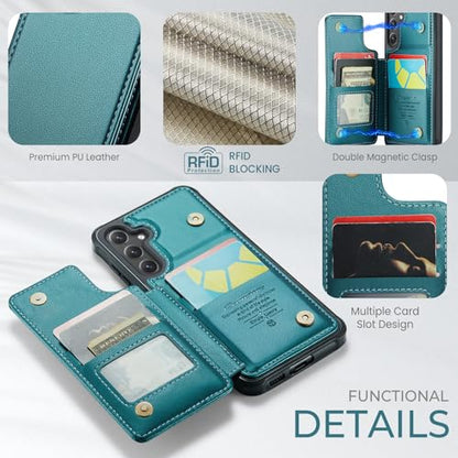 Kowauri for Samsung Galaxy S23 FE Case, PU Leather Wallet Case for Women Men with RFID Blocking Card Holder Slot Magnetic Closure Shockproof Protective Phone Cover for Samsung Galaxy S23 FE,Teal - color: Teal