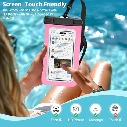 Waterproof Phone Pouch -2 Pack IPX8 Universal Waterproof Case Dry Bag Phone Protector for iPhone 17/16/15/14 Pro Max Plus XS XR X8 Galaxy S25 S24 Pixel Up to 8.4" - color: Black & Pink