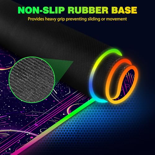 AIMSA Wireless Charging,15W Wireless Fast Charging with Mouse Pad, Large Keyboard RGB Mouse Pad with 14 LED Light Modes, Non-Slip Desk Pad, Purple Planet - color: Purple Planet