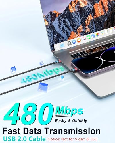 Bkduice 2ft USB C to Lightning Cable, 2 Pack PD Fast Charging [MFi Certified] USB C iPhone Charger Cord, Braided Short USBC to Lightning Cable for iPhone 14/13/12/11 Pro Max/XR/XS/SE/AirPods