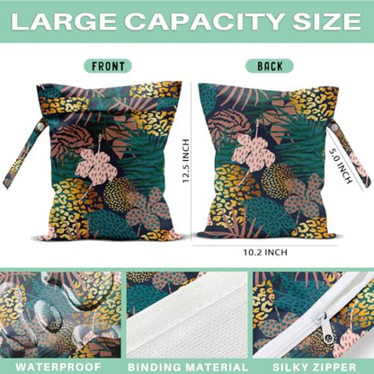 Palm Leaves Wet Bag Green Summer Waterproof Travel Laundry Bags, Washable Reusable Wet Dry Bag for Swimsuit Beach Diapers Dirty Yoga Gym Clothes, Plant Gifts for Women Friend - color: Leaf