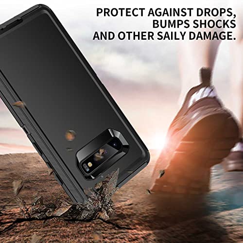 for Galaxy S10 Case,[Without Screen Protector] Belt-Clip Holster Case,Heavy Duty Shockproof 3 Layers Full Bady Protection Cover for Galaxy S10 6.1 inch, Black - color: Belt-Clip Holster Black