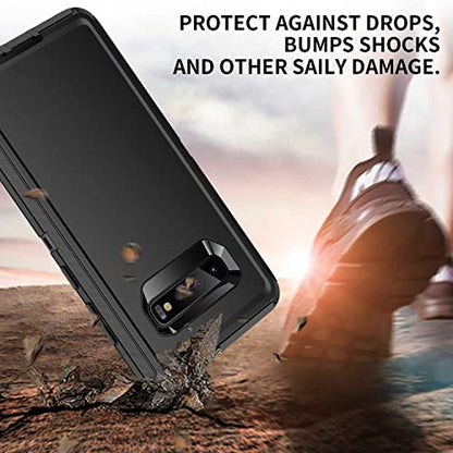 for Galaxy S10 Case,[Without Screen Protector] Belt-Clip Holster Case,Heavy Duty Shockproof 3 Layers Full Bady Protection Cover for Galaxy S10 6.1 inch, Black - color: Belt-Clip Holster Black