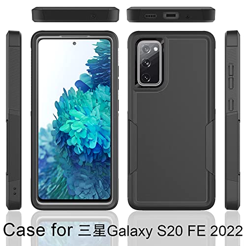 for Samsung Galaxy S20 FE 5G Case: Dual Layer Protective Heavy Duty Cell Phone Cover Shockproof Rugged with Screen Protector - Military Protection Bumper Tough - Samsung Galaxy S20 FE 5G, Black - color: Black (PC) + Black (TPU)