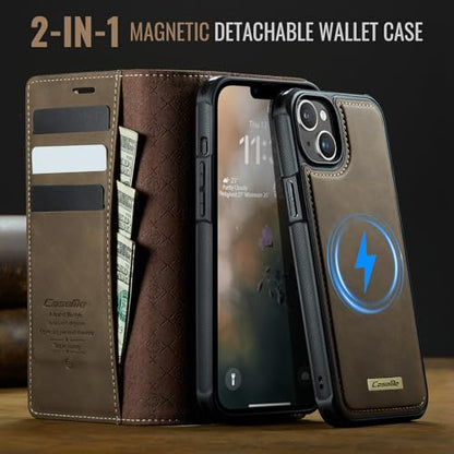 Kowauri Case for iPhone 17, PU Leather Wallet Flip Case with Card Holder RFID Blocking, Magnetic Detachable Shockproof Phone Cover Wireless Charging Compatible for iPhone 17 (6.3 inch), Coffee - color: Coffee