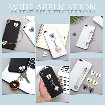 Konohan 12 Pcs Cell Phone Holder Ring Cute Heart Phone Charm Hooks Adhesive Smartphone Finger Ring Stand Sticky Metal Loop Grip for Cellphone Case Pad Tablet DIY Accessories