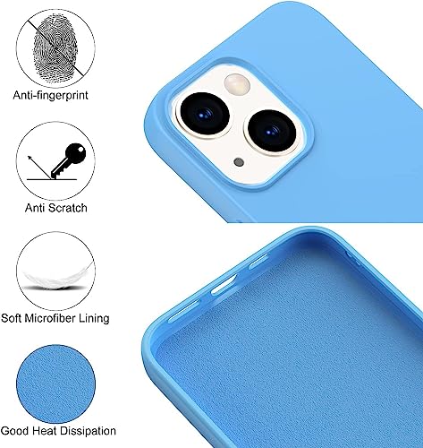 Compatible with iPhone 14 Case 6.1", Slim Silicone 3 Layers Full Covered Soft Gel Rubber Cover Protective Phone Case with Anti-Scratch Microfiber Lining (Azure) - color: Azure, size: iPhone 14