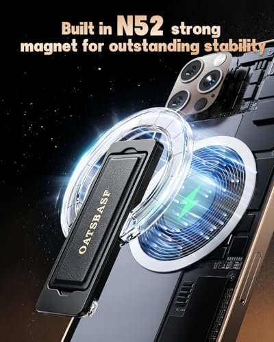Magnetic Aluminum Phone Ring Grip Stand for iPhone 12-17 Pro Max - color: Black