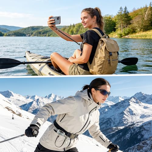 MoKo 2 Pack Stretchy Phone Lanyard Tether Retractable Phone Strap - color: Black