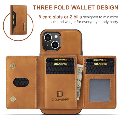 Leather Wallet Phone Cases Compatible with iPhone 15 Case with Card Holder Men 6.1'' 2 in 1 Detachable Back Cover (Brown, IP 15) - color: Brown, size: IP 15