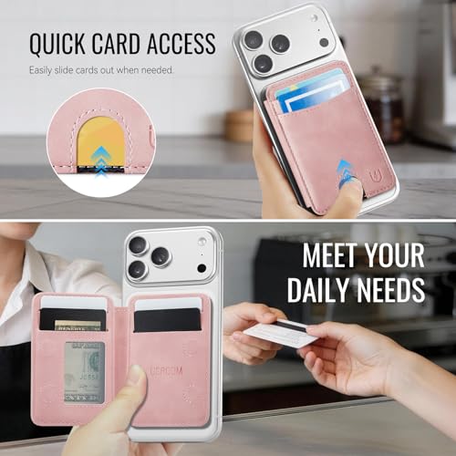 for Magsafe Wallet Magnetic RFID Blocking Card Holders, Rose Pink - color: Rose Pink