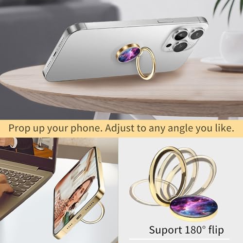 Cell Phone Ring Holder, Cute Phone Ring Grip Stand, 360°Rotation Funny Metal Kickstand Finger Grip Purple Luxury Universe - color: Purple Luxury Universe