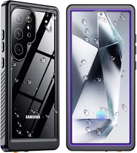 SPIDERCASE for Samsung Galaxy S24 Ultra Case Waterproof, Purple/Clear | Built-in Lens & Screen Protector, Full Heavy Duty Protection, 12FT Military Shockproof, Dustproof, Anti-Scratched Case - color: Purple/Clear, size: Galaxy S24 Ultra 6.8"