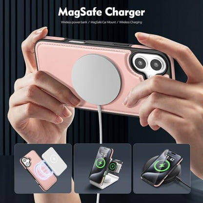 Shieldtop Compatible with MagSafe iPhone 16 Plus Wallet Case,Rose Gold | 2 in 1 Detachable Magnetic,Credit Card Holder Slots,RFID Blocking,PU Leather,Kickstand,Flip Folio Phone Cover for Men & Women - color: Rose Gold, size: iPhone 16 Plus 6.7"