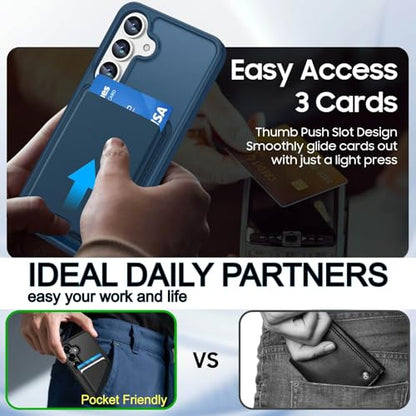 Magnetic for Samsung Galaxy S24 FE Wallet Case with Card Holder﻿ | Compatible with MagSafe, Shockproof Phone Cover with Detachable RFID Blocking Card Slot, Deep Blue - color: Deep Blue, size: S24 FE 6.7"