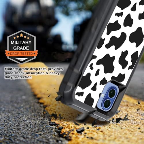 for iPhone 17 Case with Screen Protector Cute Luxury Cow Print Design 3-Layer Rugged Heavy Duty Shockproof Protective Phone Case for iPhone 17 Women - color: Green