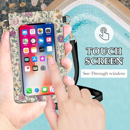Small Crossbody Bags for Women Touchscreen Cell Phone Bag Cross Body Purses with Adjustable Strap,Gifts for Teenage Girls-Floral Pattern