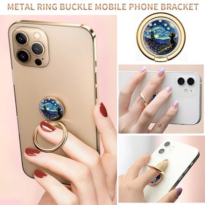 Cell Phone Ring Holder, Cute Metal Phone Grip Stand Finger Ring Kickstand, Flexible 360°Rotation Phone Tablet Case Accessories Compatible with Most Phones Starry Night Cat - color: Starry Night Cat