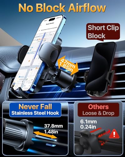 YRU True Military-Grade [360° Rotation Suction] 2026 Ultimate Car Phone Holder Mount 【90+LBS Safest Strongest & Patent Certs】 Dashboard Windshield Vent for iPhone 18 Pro Max Samsung Webcam, Blue Black - color: Dark Black