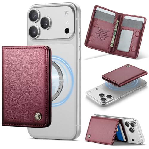 Defencase for Magsafe Wallet Magnetic Card Holder RFID Blocking, Wine Red - color: Fashion Wine Red