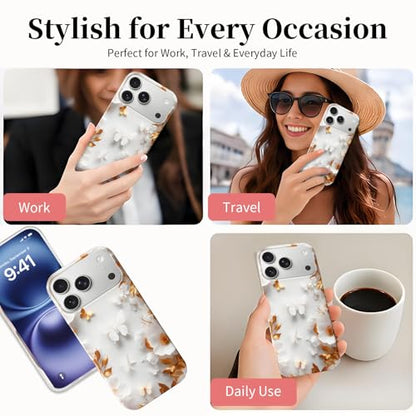Case Compatible with iPhone 17 Pro Max, 2025 Anti-Yellow Ultra Transparent Soft TPU Phone Case, Shockproof Anti-Slip Slim Lightweight Full Coverage Protective (Flowers 2) - color: Flowers 2