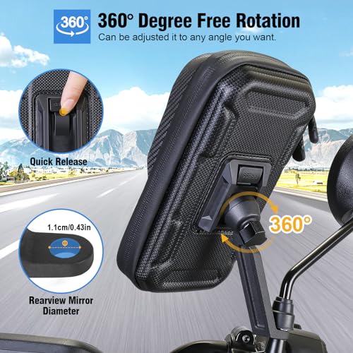 Waterproof Motorcycle Phone Mount Rearview Mirror Phone Holder