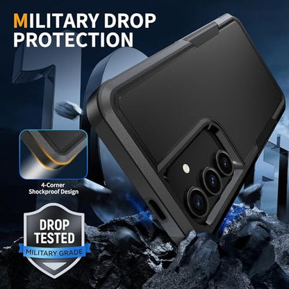 Vinve for Samsung Galaxy S25 FE Case with HD Screen Protector, Military-Grade Shockproof & Dual-Layer Protection, Anti-Slip Grip Design Phone Case, Black - color: Black
