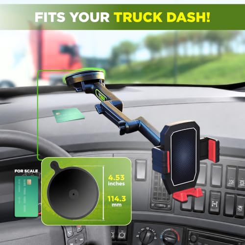Truckules Truck Phone Mount + Dash Pad, 16.9" Long Holder, Semi, Red - color: Red