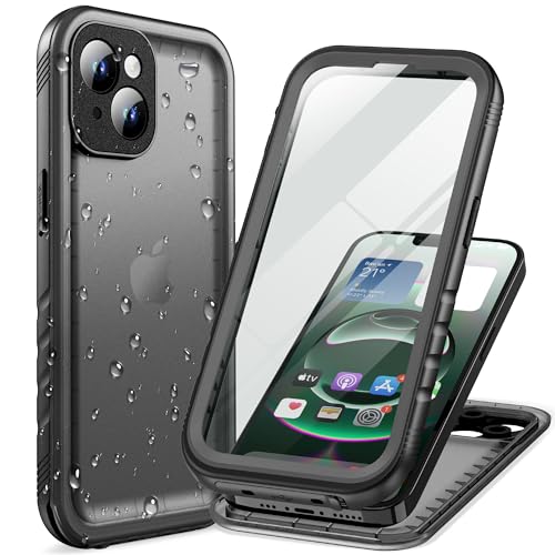 Cozycase for iPhone 15 Waterproof Case Military Heavy Duty Full Body Black | 360 Shockproof with Screen Camera Protector Double IP68 Water Dust Drop Proof Hard Rugged Tough Bumper Front Back Cover - color: Black, size: For iPhone 15
