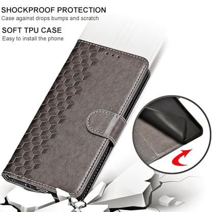 for Samsung Galaxy S23 Ultra Wallet case, Gray-Cube | 3 Card Holders, Kickstand, Shockproof TPU Shell, PU Leather, Magnetic Closure, Protective Flip Folio Cover, Women - color: 10